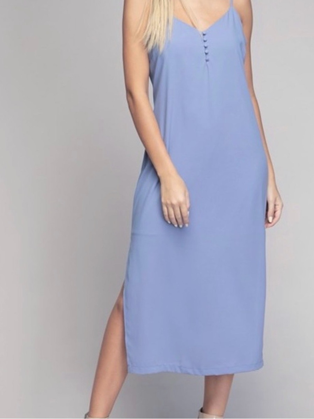 Naked Zebra Periwinkle Slip Midi Dress